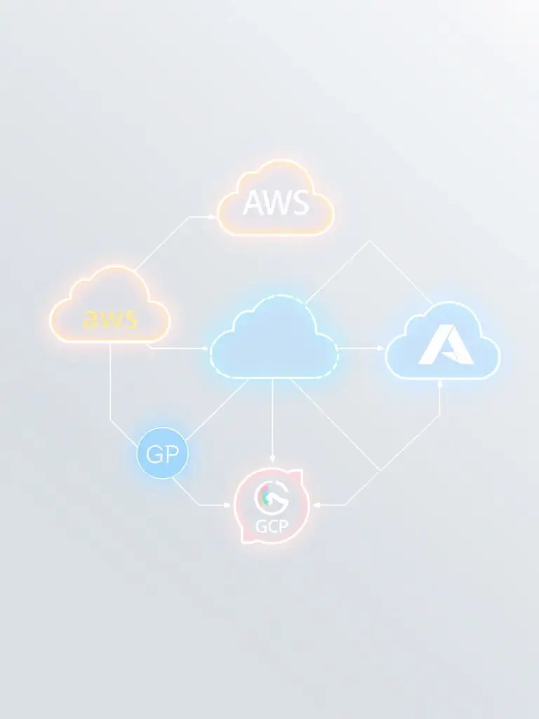 A diagram illustrating data synchronization between different cloud platforms, such as AWS, Azure, and GCP, demonstrating Cynapta's multi-cloud integration capabilities.