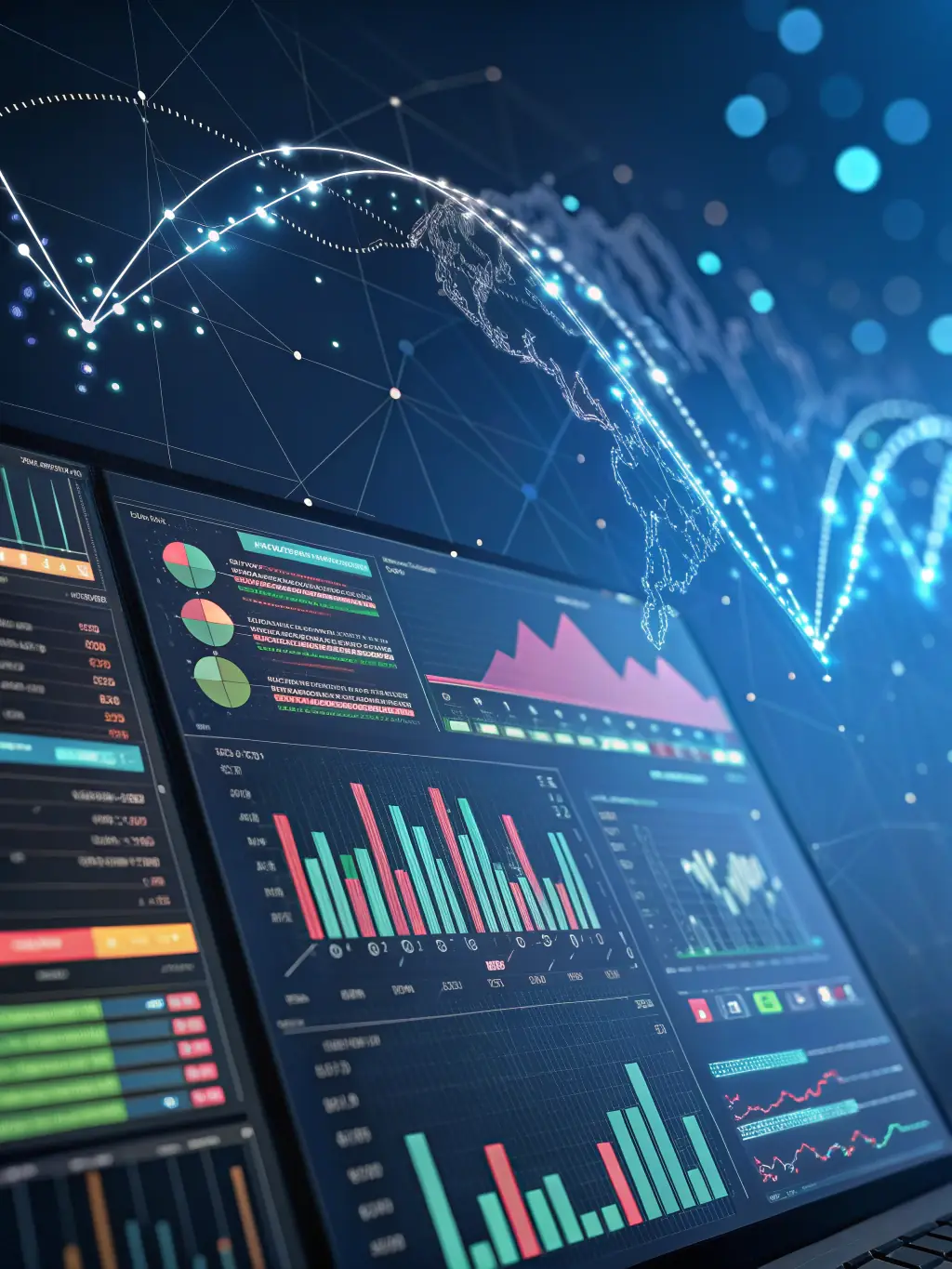 A visual representation of data analytics dashboards, showcasing real-time insights and informed decision-making capabilities provided by Cynapta.